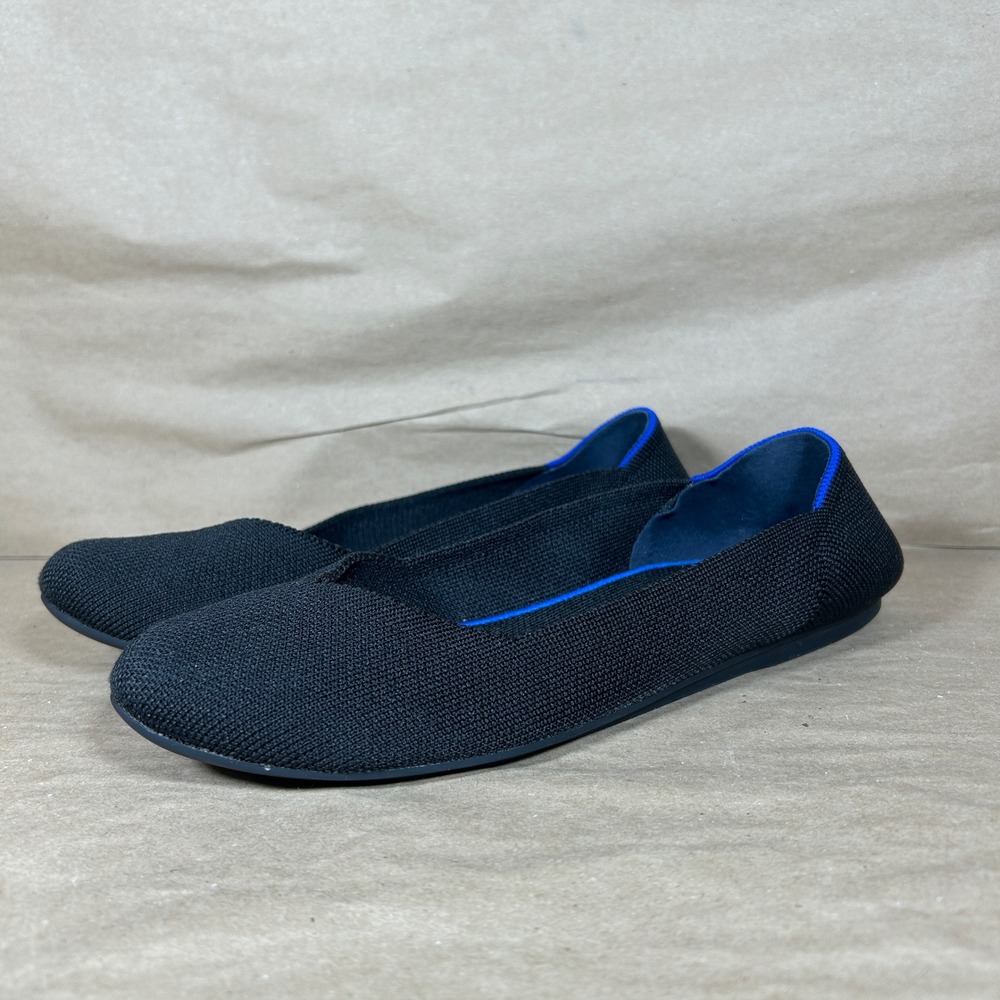 Rothy's The Flat Women 9 Black Knit Round Toe Ballet Shoes